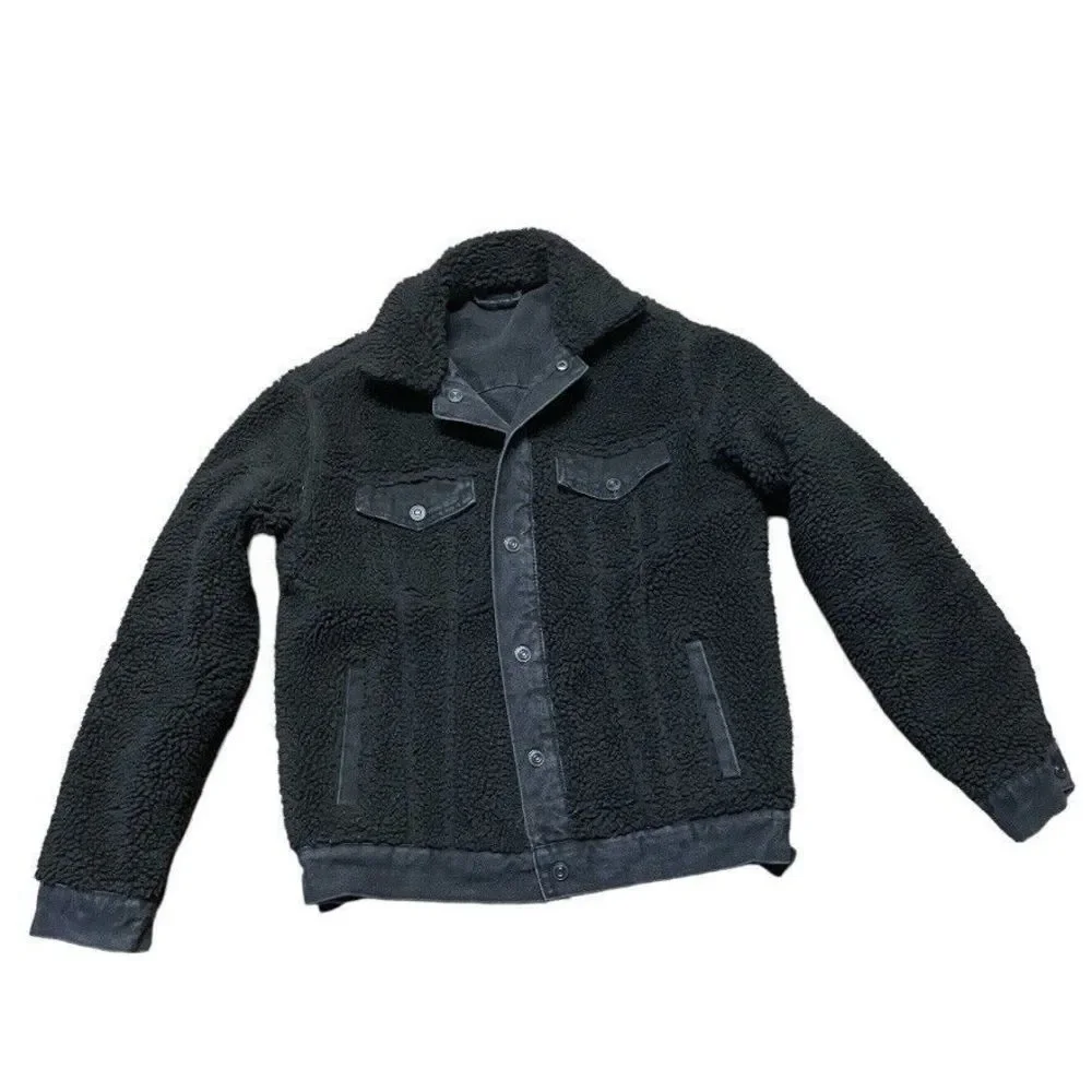 forever 21 mens Reversible Sherpa Jean jacket Black Small